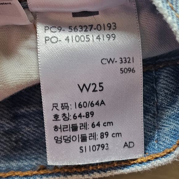 Levis 501 Shorts Womens 25 Blue Cut Off Denim Stretch Button Fly Mid Rise - Picture 10 of 10